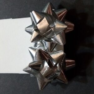 Silver 1" Gift Bow Stud Holiday Christmas Earrings